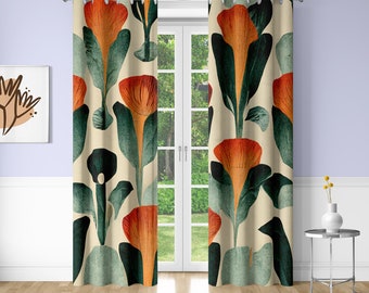 Rideaux de fenêtre tulipes colorées impression d'art abstrait rideaux occultants décoratifs pour chambres et dortoirs