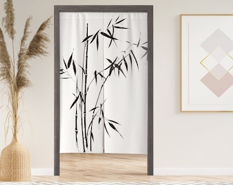Bamboo Noren Door Curtain with Velcro, Japanese Doorway Curtain for Kitchen Bathroom, Window Treatments for Partition Home Kitchen Decor