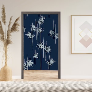 Bamboo Noren Door Curtain with Velcro, Japanese Doorway Curtain for Kitchen Bathroom, Window Treatments for Partition Home Kitchen Decor