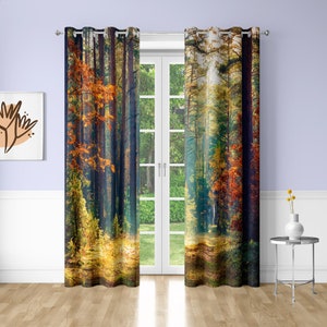 Autumn forest Window Curtains Natural scenery Printing Decorative Blackout Curtains for Bedrooms Dorms