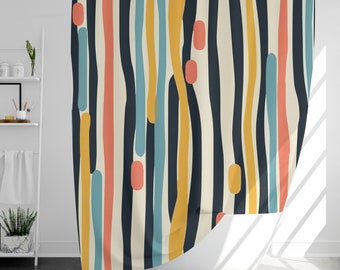 Tenda da doccia Boho line Art con 12 ganci, 100% impermeabile, arredo bagno moderno, regalo di inaugurazione della casa