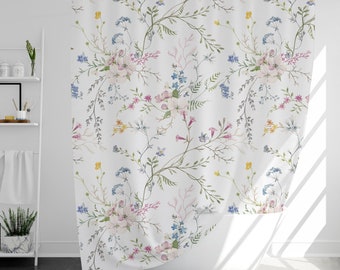 Rideau de douche fleurs vintage avec 12 crochets, 100 % étanche, décor de salle de bain moderne, cadeau de pendaison de crémaillère