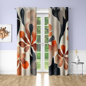 Orange petals Window Curtains Abstract Art Printing Decorative Blackout Curtains for Bedrooms Dorms