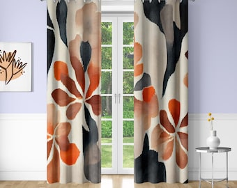 Orange petals Window Curtains Abstract Art Printing Decorative Blackout Curtains for Bedrooms Dorms