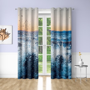 Wild Waves Window Curtains Natural scenery Printing Decorative Blackout Curtains for Bedrooms Dorms