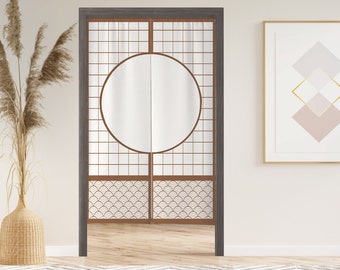 Japanese Shoji Screen Noren Door Curtain with Velcro/Grommet/Sleeve, Japanese Window Curtain for Kitchen, Window Treatments for Partition