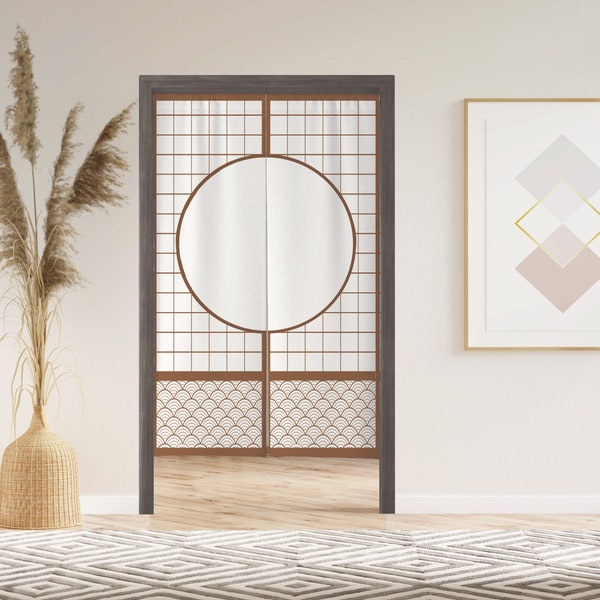 Rideau de porte japonais Shoji Screen Noren avec velcro/oeillets/manches, rideau de fenêtre japonais pour cuisine, parures de fenêtre pour séparation