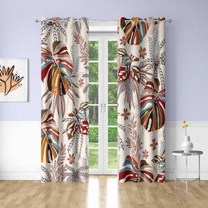 Colorful Monstera Window Curtains Abstract Art Printing Decorative Blackout Curtains for Bedrooms Dorms