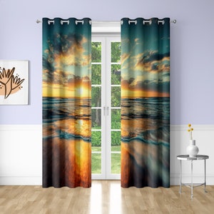 Sunset at sea Window Curtains Natural scenery Printing Decorative Blackout Curtains for Bedrooms Dorms