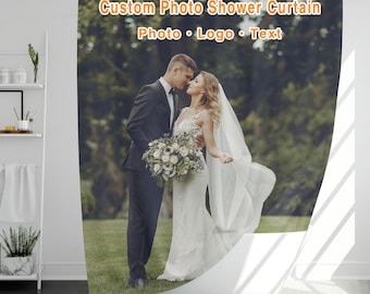 Custom Photo Shower Curtain, Personalized Image or Logo Bathroom Curtain, Upload Your Picture, Custom Size, 12 Hooks Included