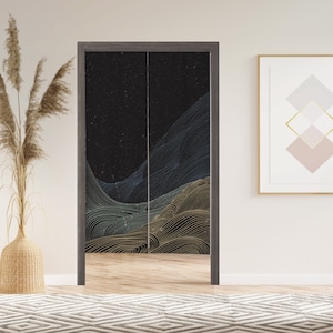 Quiet Mountain Noren Door Curtain with Velcro/Grommet/Sleeve, Japanese Curtain for Kitchen/bedroom/toilet, Window Treatments for Partition