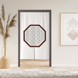 Japanese Shoji Screen Noren Door Curtain with Velcro/Grommet/Sleeve, Japanese Window Curtain for Kitchen, Window Treatments for Partition