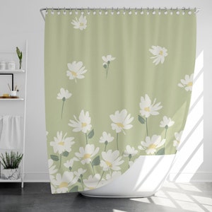 Fluttering flowers Shower Curtain with 12 Hooks, 100% Waterproof, Modern Bathroom Decor, Housewarming Gift