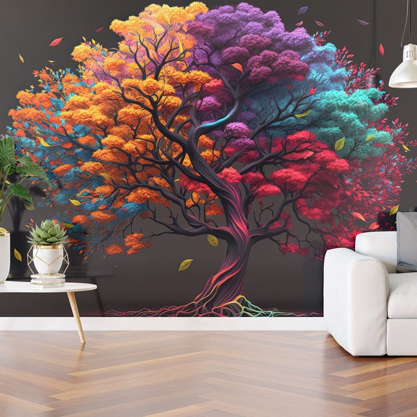 Lebensbaum Tapete, Einfachheit Wandbild, individuelle Tapete, geeignet für Wohnzimmer, Schlafzimmer, Raum Dekor