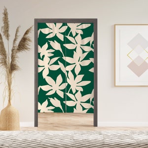 Leaves Noren Door Curtain with Velcro/Grommet/Sleeve, Japanese Window Curtain for Kitchen, Window Treatments for Partition