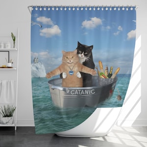 My Cat Will Go On Shower Curtain with 12 Hooks, 100% Waterproof, Modern Bathroom Decor, Housewarming Gift