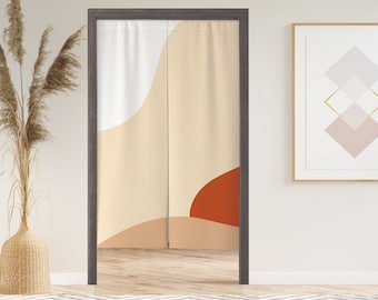 Color Block Noren Door Curtain with Velcro/Grommet/Sleeve, Japanese Window Curtain for Kitchen, Window Treatments for Partition