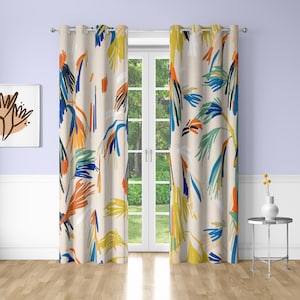 Colored leaves Window Curtains Minimalism Japanese-style sea wave Printing Decorative Blackout Curtains for Bedrooms Dorms