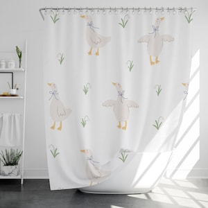Cute goose Shower Curtain with 12 Hooks, 100% Waterproof, Modern Bathroom Decor, Housewarming Gift