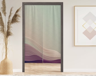 Noren Door Curtain with Velcro, Japanese Noren Doorway Curtain for Kitchen Bathroom Door, Window Treatments for Partition Home Kitchen Decor