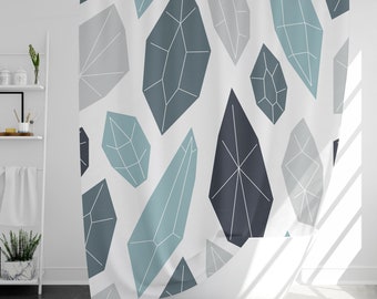 Tenda da doccia grigia con gemme, dotata di 12 ganci, 100% impermeabile, decorazione moderna per il bagno, regalo per l'inaugurazione della casa.