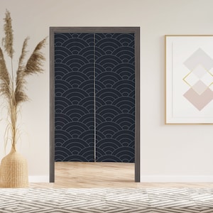 Navy Cloud Noren Curtain with Velcro/Grommet/Sleeve, Door Curtain Japanese Window Curtain for Kitchen, Window Treatments for Partition