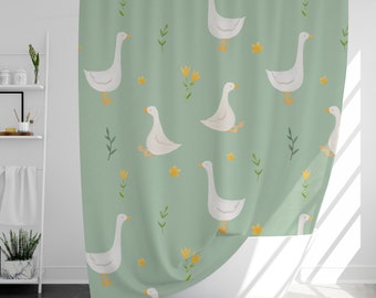 Cute goose Shower Curtain with 12 Hooks, 100% Waterproof, Modern Bathroom Decor, Housewarming Gift