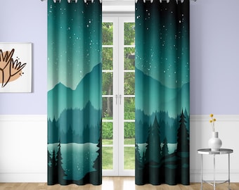 Window Curtains Magic Printing Decorative Blackout Curtains for Bedrooms Dorms