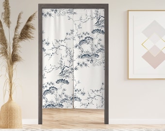 Forest Noren Door Curtain with Velcro/Grommet/Sleeve, Japanese Window Curtain for Kitchen, Window Treatments for Partition
