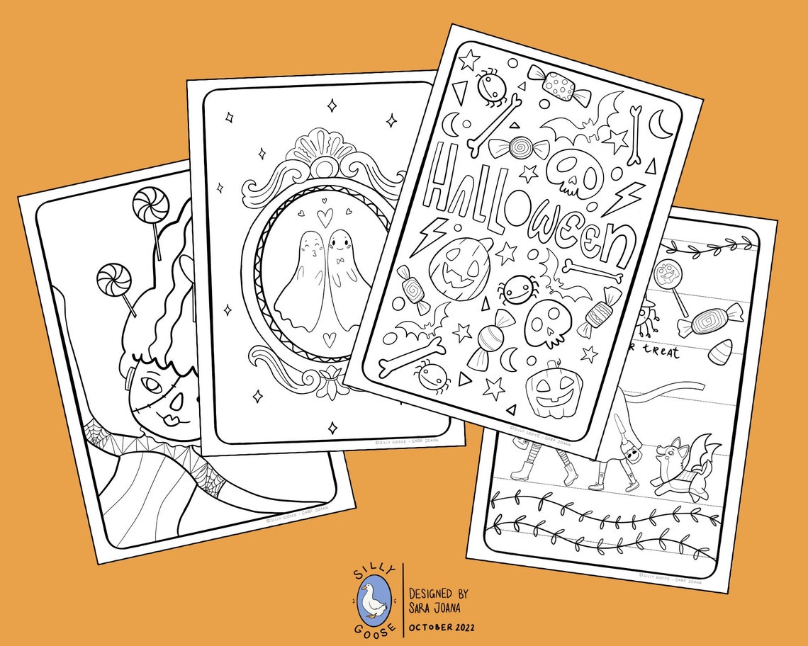 Spooky Halloween Digital Coloring Book PDF PNG Instant - Etsy