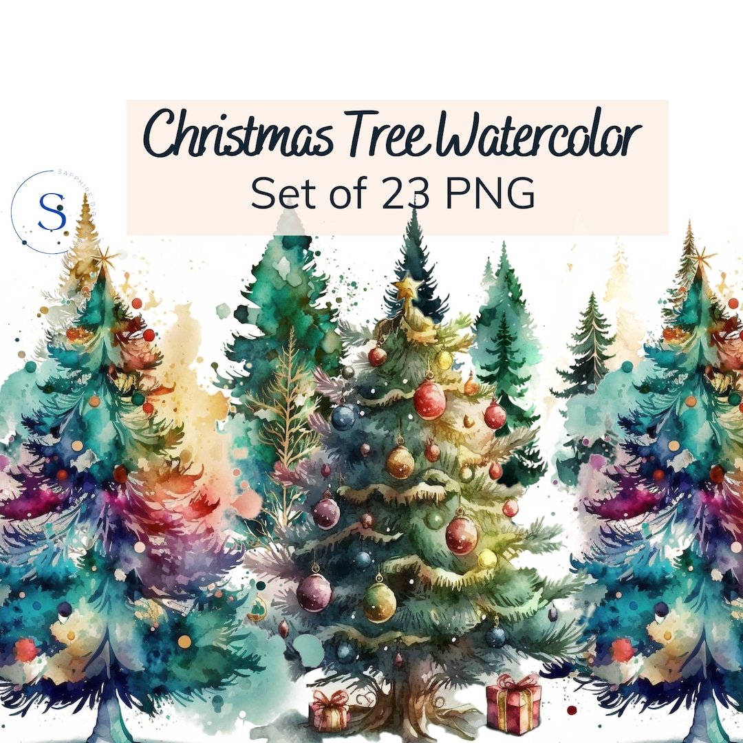 Christmas Tree Clipart Watercolor Clipart Bundle Digital Paper Craft ...