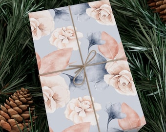 Baby Blue Blushing Beauty Floral Wrapping Paper