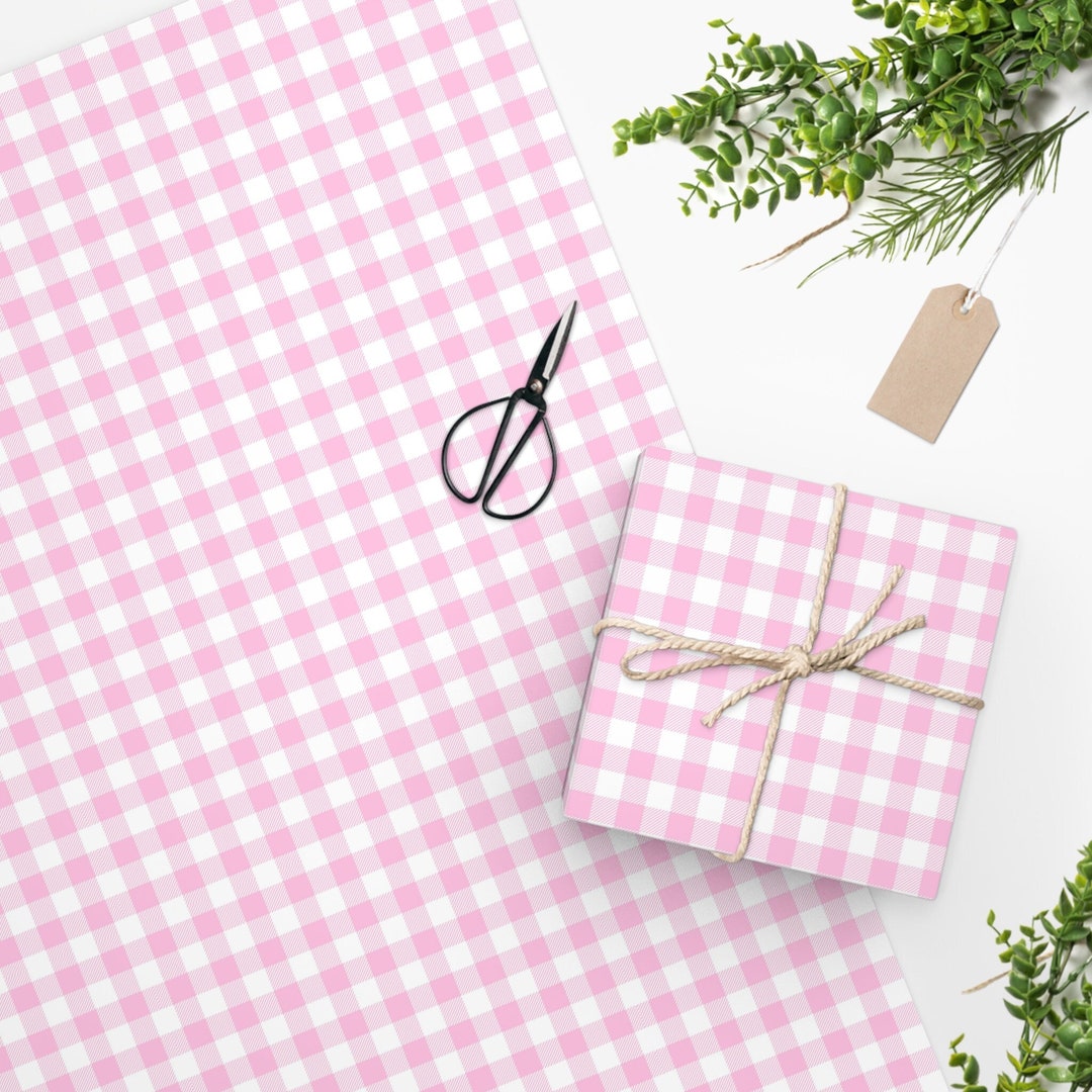 Pastel Pink Gingham Wrapping Paper - Etsy