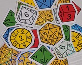 6- Pack D D TTRPG dice stickers