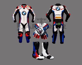 Eugene Laverty BMW Motorrad Race Suit Set Real Leather Motorbike Racing Motorcycle Suit for Men / Women in 1 piece / 2 piece racing suit