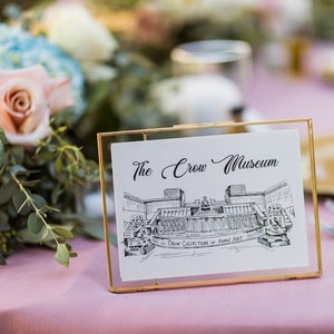 Cartes d'affectation de table de mariage dessinées à la main personnalisées, tirages de musée d'art, sièges imprimables, numéros de table de mariage élégants, thème de voyage