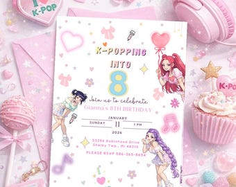 Kpop Anime Birthday Invitation | Editable Demon Hunter Template (Digital Download)