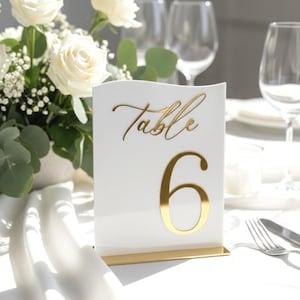 White and Gold Table Numbers, Wedding Table Decor