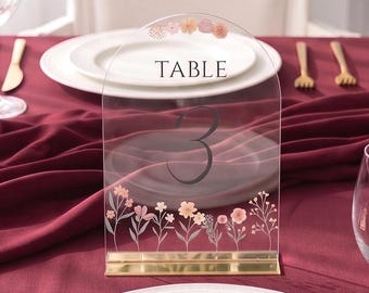 Acrylic Table Numbers, Wedding Reception Decor, Wildflowers Sign