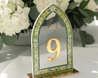 Stained Glass Wedding Table Numbers, Engagement Party Decorations