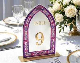 Acrylic Table Numbers, Stained Glass Signs, Wedding Reception Decor