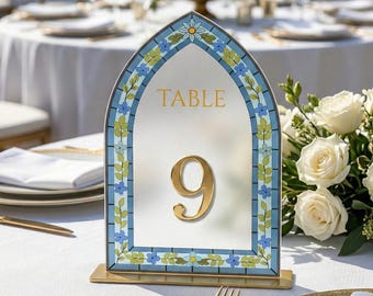 Acrylic Stained Glass Wedding Table Numbers, Reception Decor, Table Signs