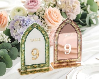 Stained Glass Wedding Table Numbers, Engagement Party Decorations