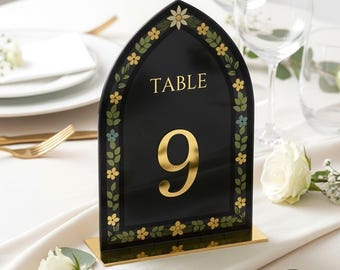 Stained Glass Table Numbers, Wedding Reception Decor, Event Signage, Wildflowers Sign