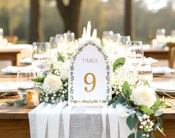 Floral Table Numbers, Wedding Table Decor, Acrylic Signs