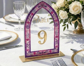 Acrylic Stained Glass Wedding Table Numbers, Reception Decor, Table Signs
