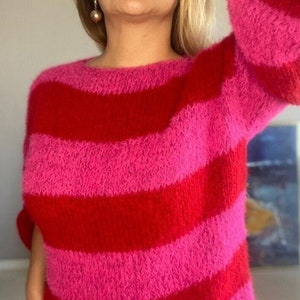 Pink and Red Sweater Zara, Pink and Red Striped Sweater, Pink and Red Jumper
