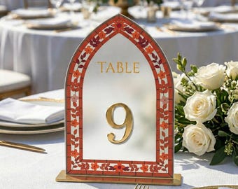 Stained Glass Wedding, Acrylic Table Numbers, Reception Decor