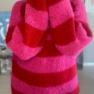 Pink and Red sweater, Pink and Red Striped Sweater, Pink and red jumper