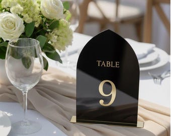 Black Table Numbers, Acrylic Wedding Signs, Reception Decor, Table Plan